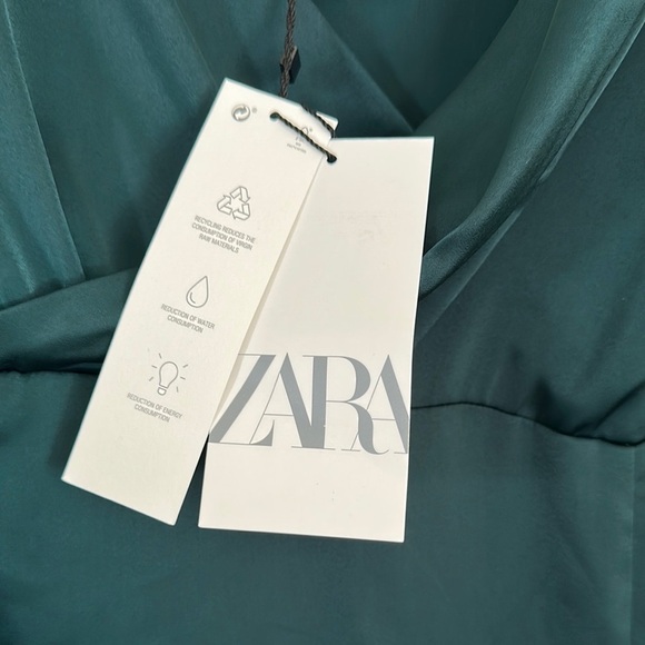 Zara Green Sheath Midi Dress with Spaghetti Straps - Picture 7 of 9